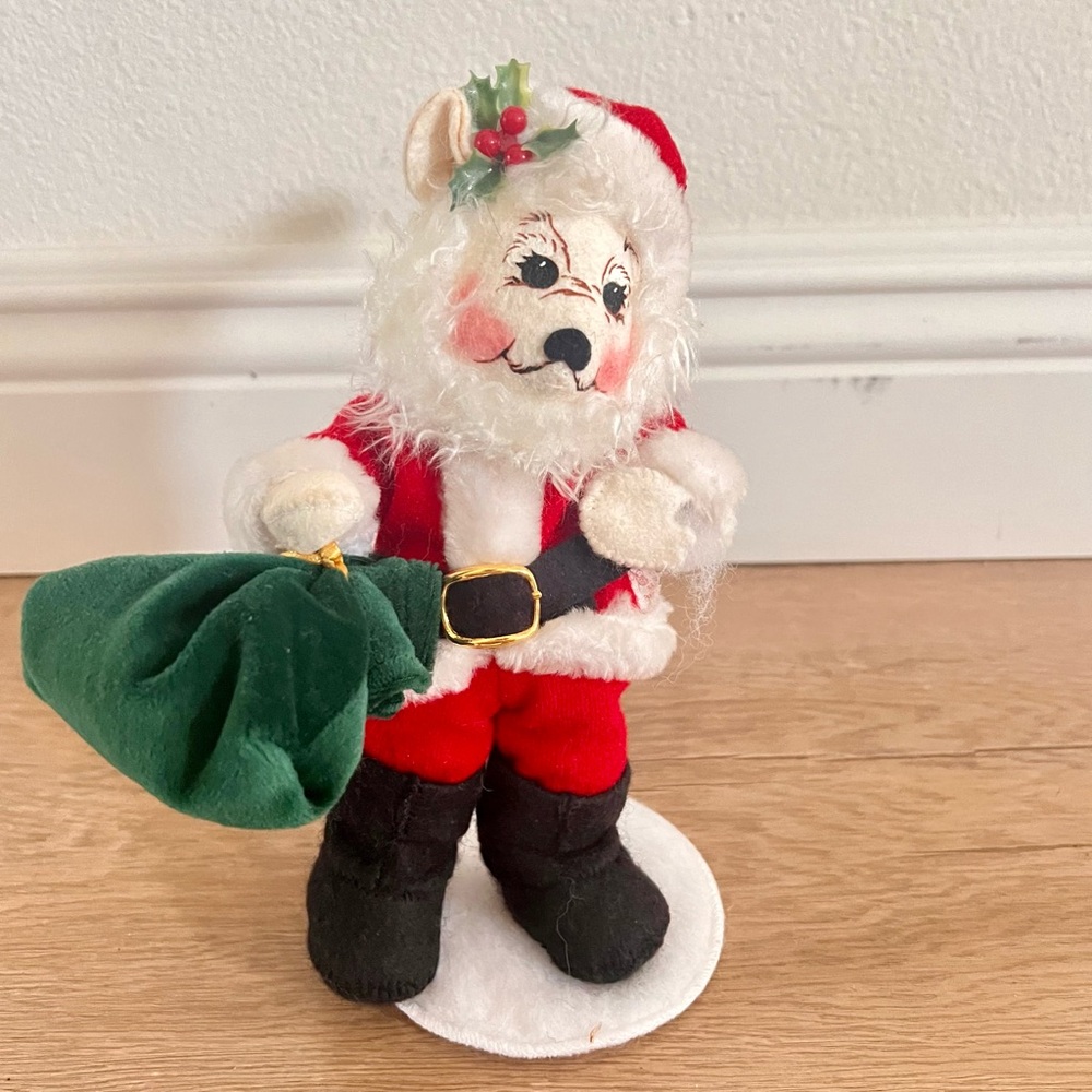 Annalee Christmas Doll 8"‎ Santa Mouse Holding Toy Sack Vintage AS IS